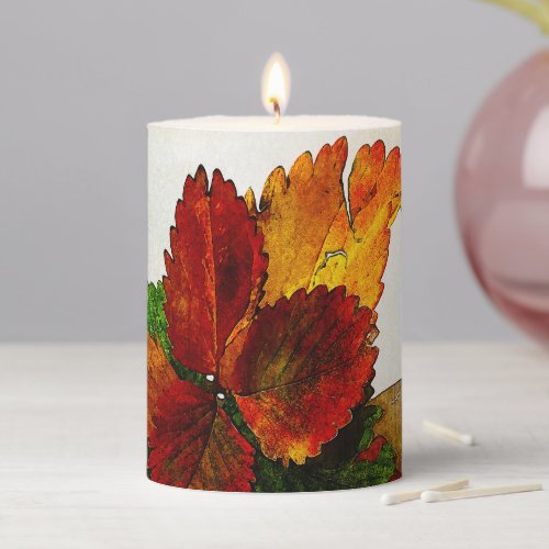 Colorful shades of autumn leaves   pillar candle