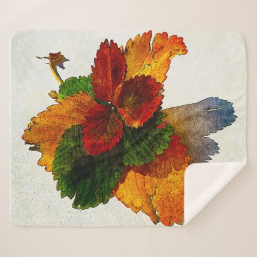 Colorful shades of autumn leaves   sherpa blanket