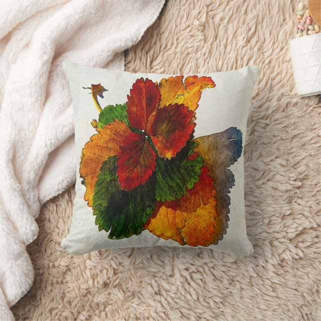 Colorful shades of autumn leaves  throw pillow (Blanket)