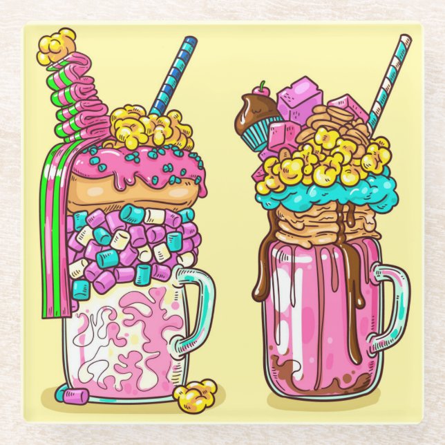 Colorful Shakes Glass Coaster (Front)