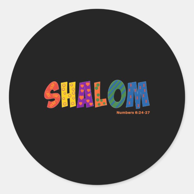 Colorful Shalom Classic Round Sticker (Front)