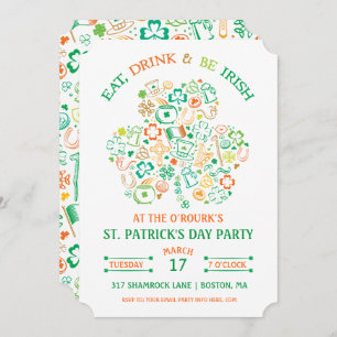 Colorful Shamrock St. Patrick's Day Invitation