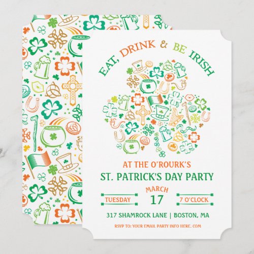 Colorful Shamrock St. Patrick's Day Invitation