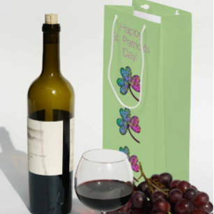 Colorful Shamrock Wine Gift Bag