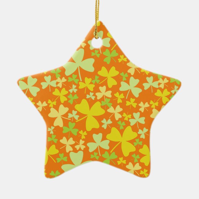 Colorful Shamrocks Ceramic Ornament (Front)