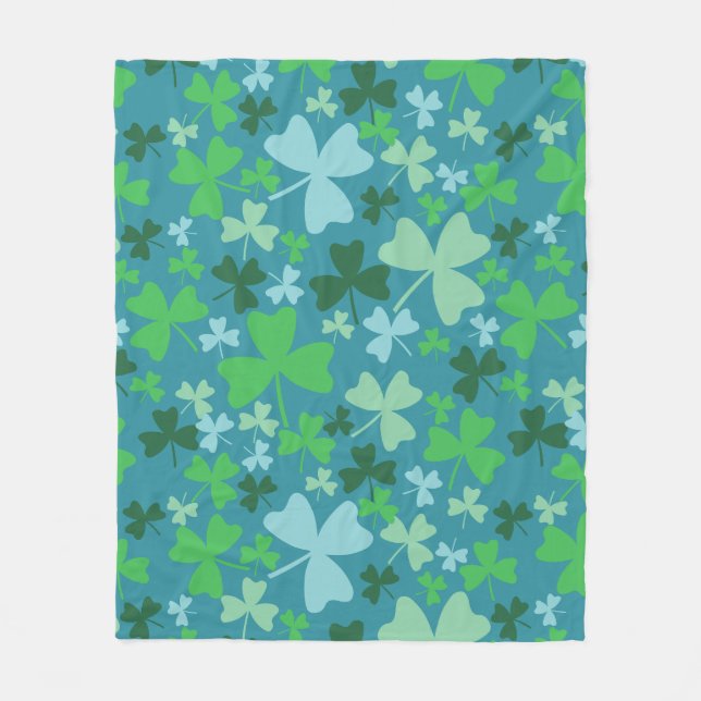 Colorful Shamrocks Fleece Blanket (Front)
