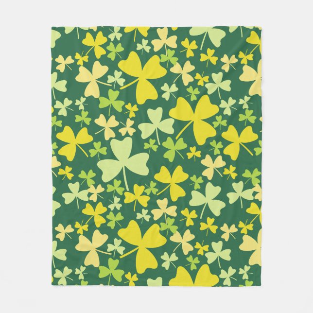 Colorful Shamrocks Fleece Blanket (Front)