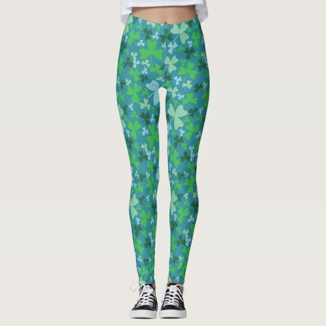 Colorful Shamrocks Leggings (Front)