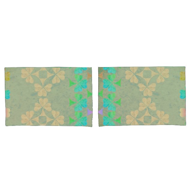 Colorful Shamrocks on Grey pillow cases (Front-Set)
