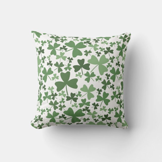 Colorful Shamrocks Throw Pillow (Front)