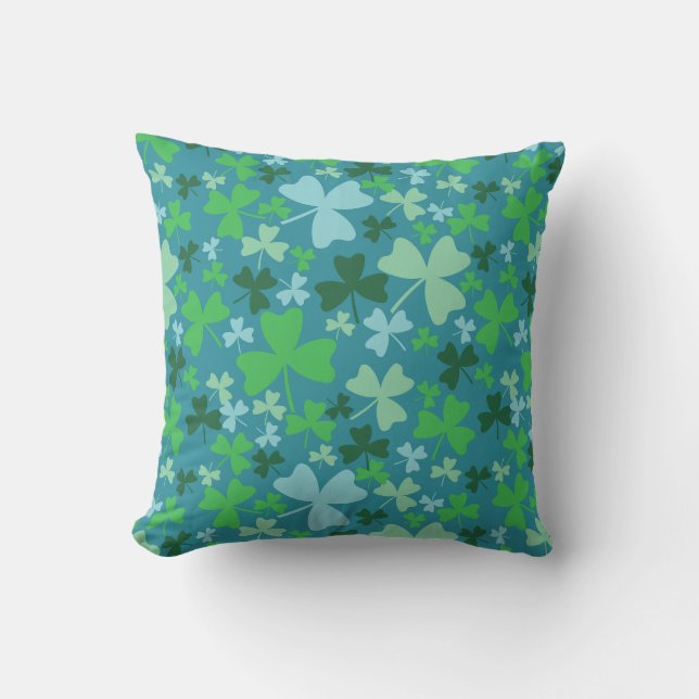 Colorful Shamrocks Throw Pillow (Front)