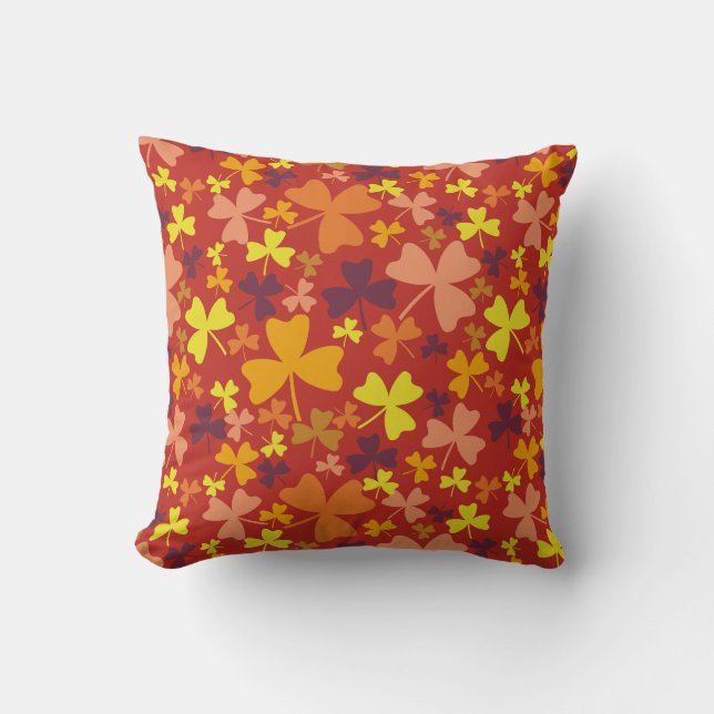 Colorful Shamrocks Throw Pillow (Front)