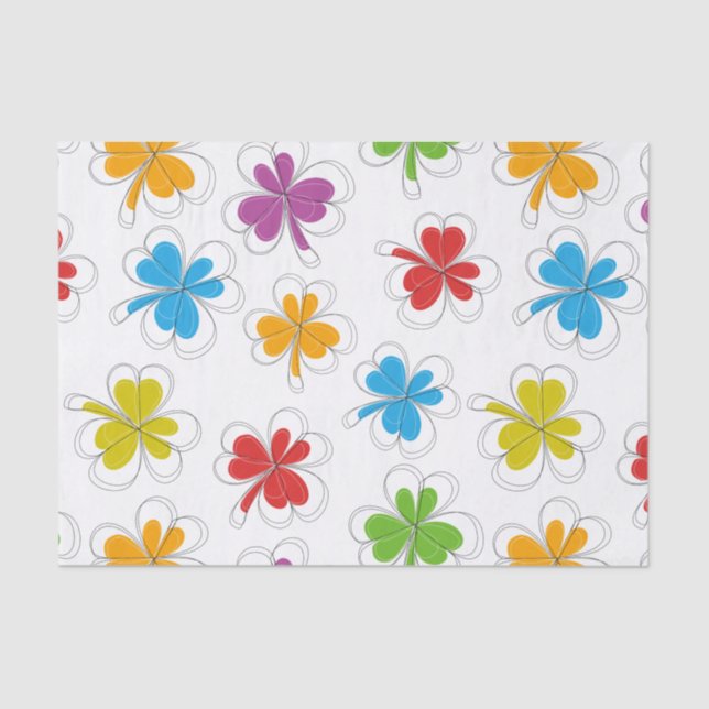 Colorful Shamrocks Tissue Paper (Front)
