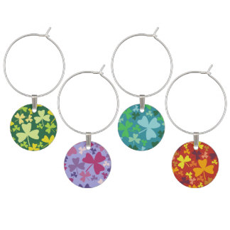 Colorful Shamrocks Wine Charm