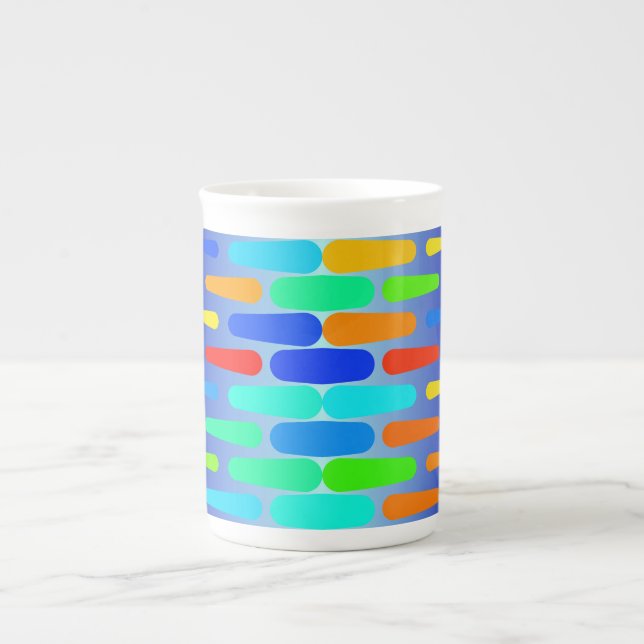 Colorful shapes abstract design bone china mug (Front)