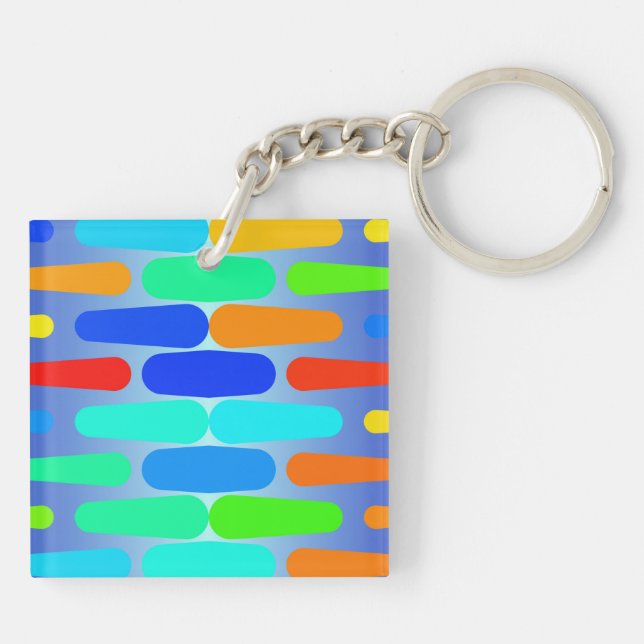 Colorful shapes abstract design keychain (Back)