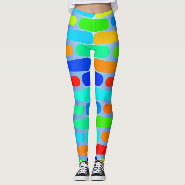 Colorful shapes abstract design leggings (Front)