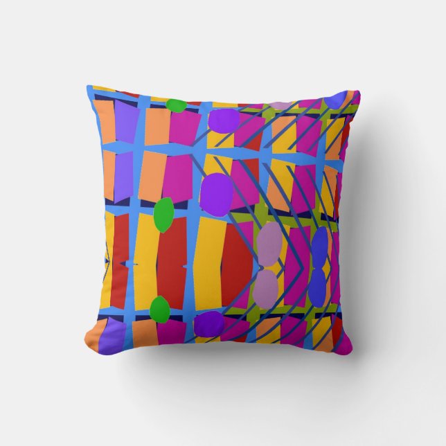 Colorful Shapes Abstract French Style Throw Pillow (Front)