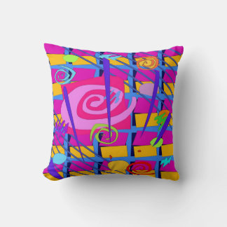Colorful Shapes Abstract Matisse Style Throw Pillow