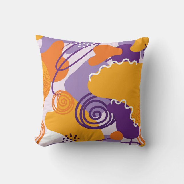 Colorful Shapes and Lines Throw Pillow (Front)