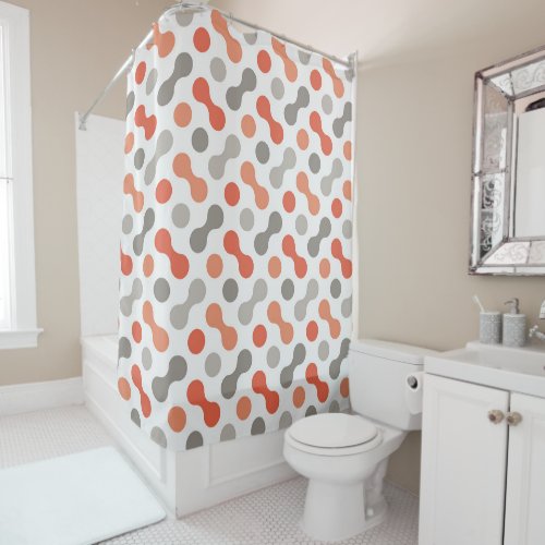 Colorful Shapes coral and gray Shower Curtain