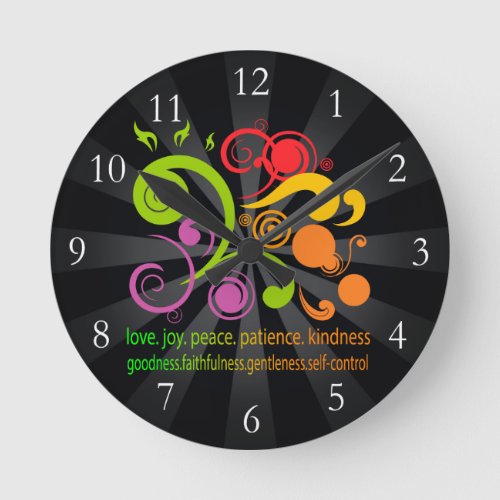 Colorful Shapes Fruit of the Spirit Round Clock