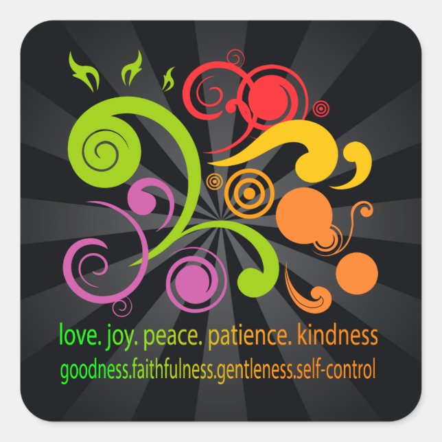 Colorful Shapes, Fruit of the Spirit Square Sticker (Front)