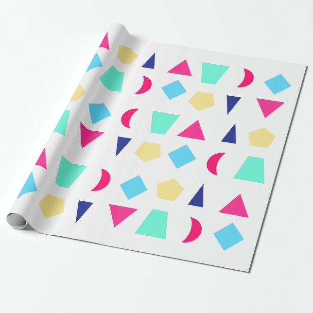 Colorful Shapes Geometric Pattern Birthday  Wrapping Paper (Unrolled)