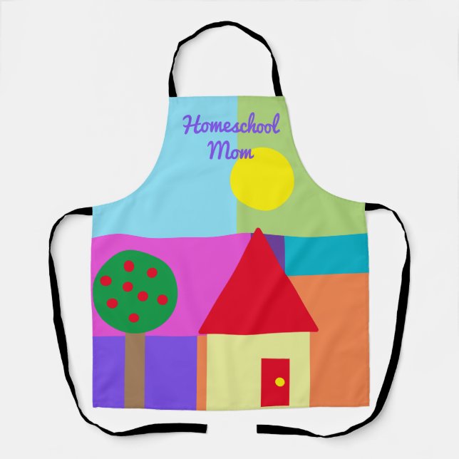 Colorful Shapes Homeschool Mom Apron (Front)