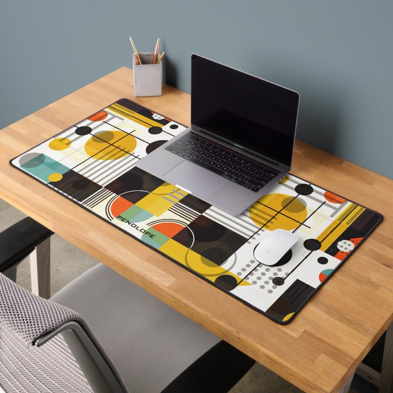 Colorful Shapes modern geometric art Desk Mat