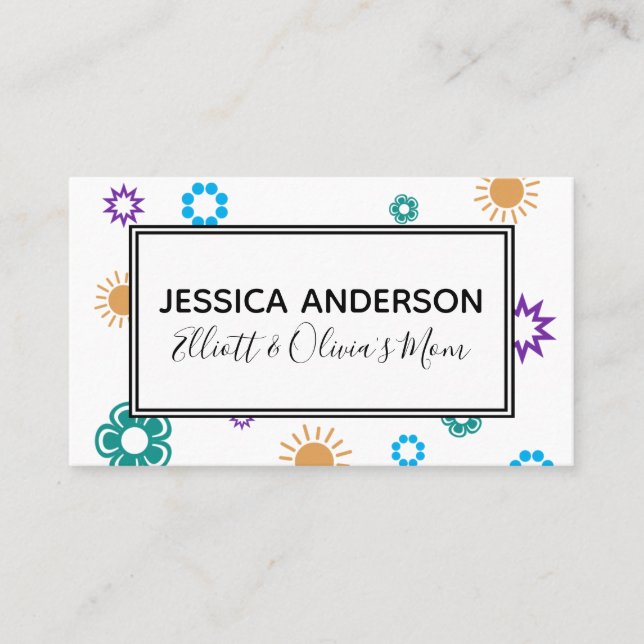 Colorful Shapes Mommy Playdate Calling Card (Front)