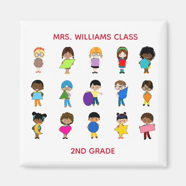 Colorful Shapes Multi Cultural Children Magnet (Front)