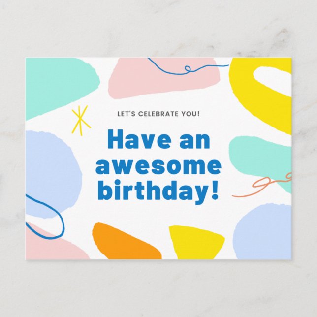 Colorful Shapes Pastel Postcard (Front)