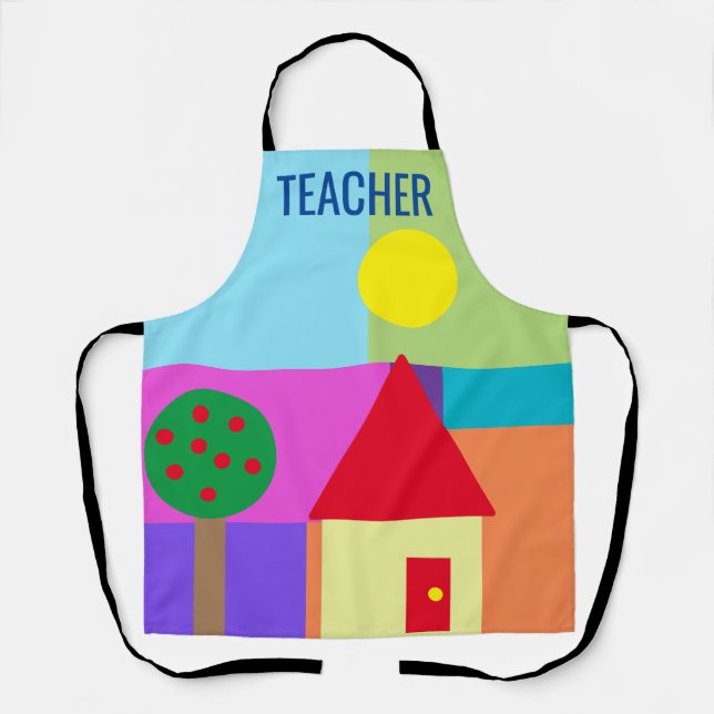 Colorful Shapes School TEACHER Apron (Front)