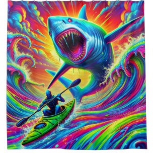 Colorful Shark Art Shower Curtain