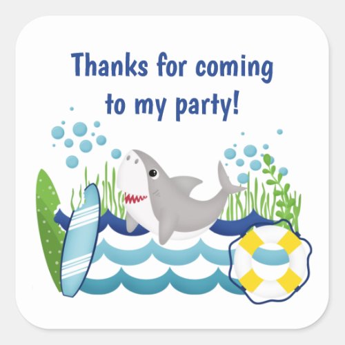 Colorful Shark Beach Thank You Square Sticker
