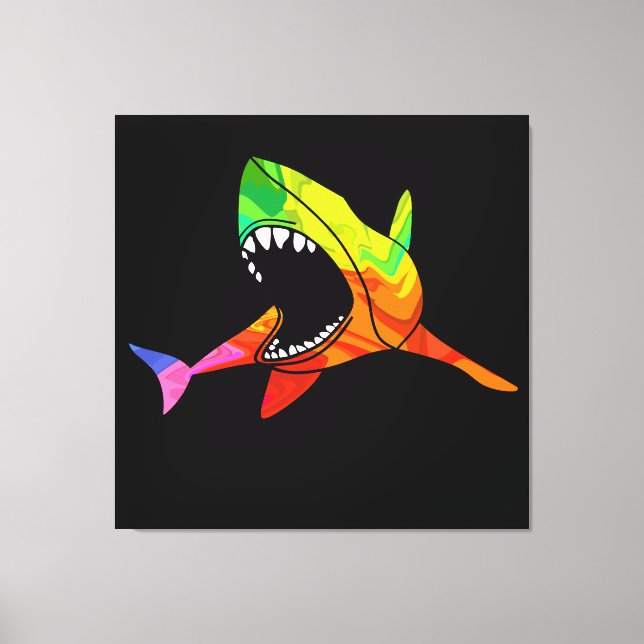 Colorful Shark Canvas Print (Front)