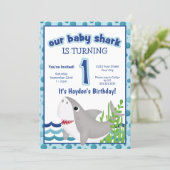 Colorful Shark Ocean 1st Birthday Invitation (Standing Front)