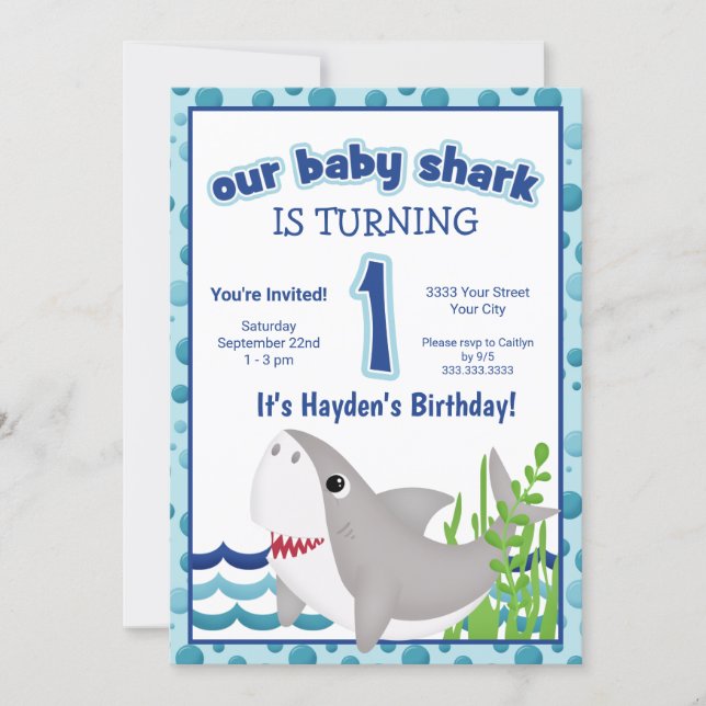 Colorful Shark Ocean 1st Birthday Invitation (Front)