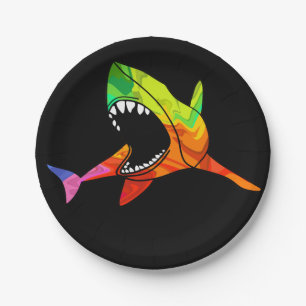Colorful Shark Paper Plates