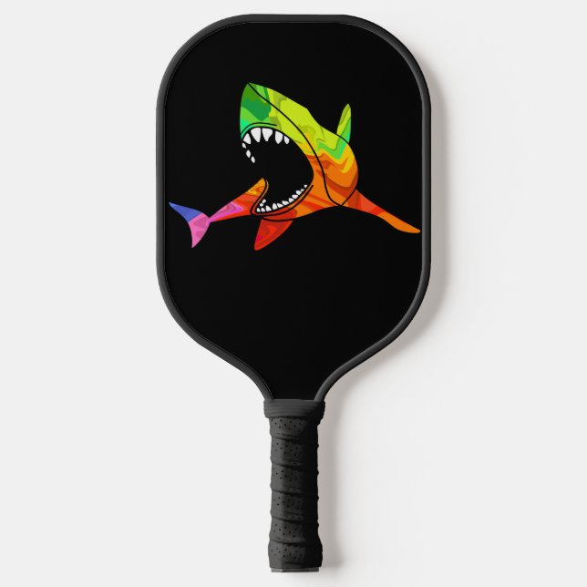 Colorful Shark Pickleball Paddle (Front)