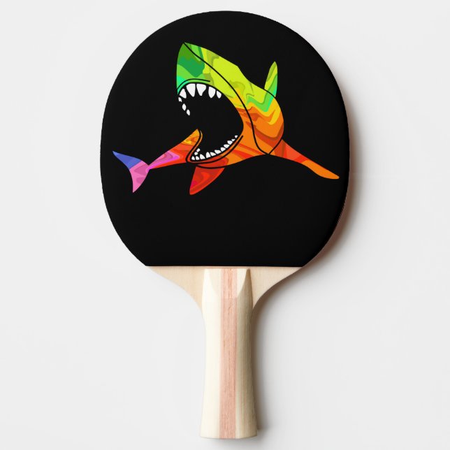 Colorful Shark Ping Pong Paddle (Front)