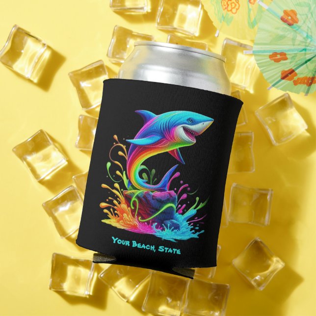 Colorful Shark Splash Can Cooler (In Situ Summer)