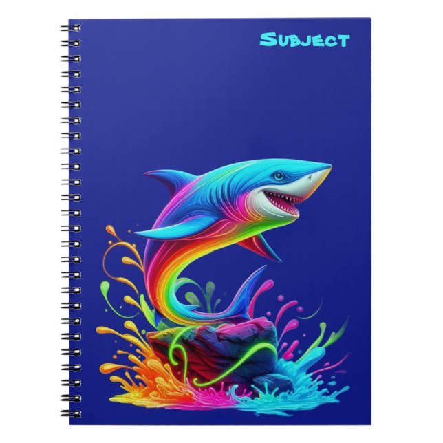 Colorful Shark Splash Notebook (Front)