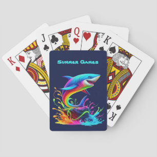 Colorful Shark Splash Poker Cards