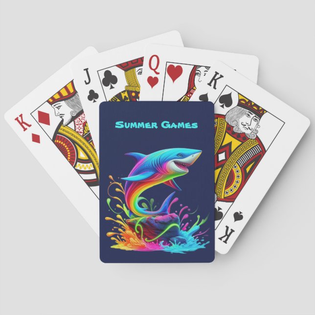 Colorful Shark Splash  Poker Cards (Back)