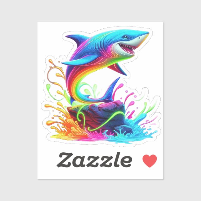 Colorful Shark Splash Sticker (Sheet)