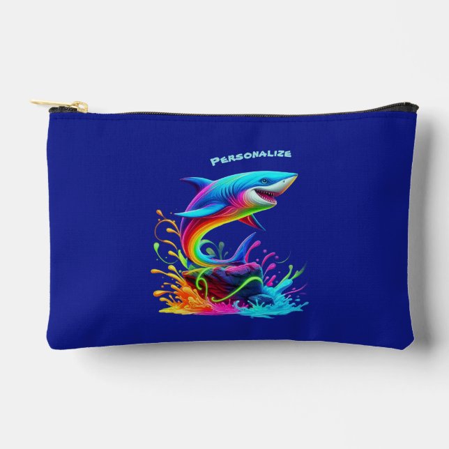 Colorful Shark Splash Zippered Pouch (Front)