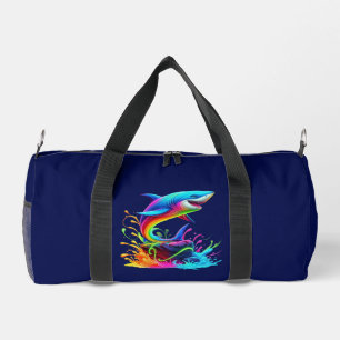 Colorful Shark Splash Zippered Pouch Duffle Bag