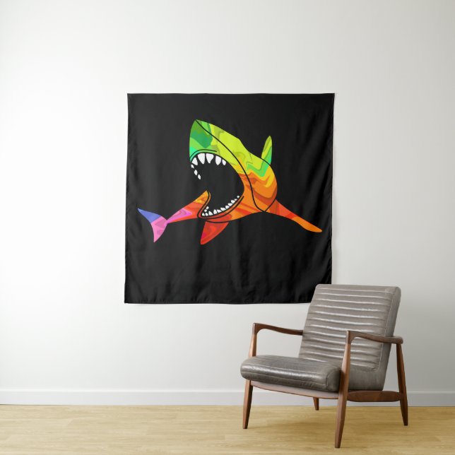 Colorful Shark Tapestry (In Situ)